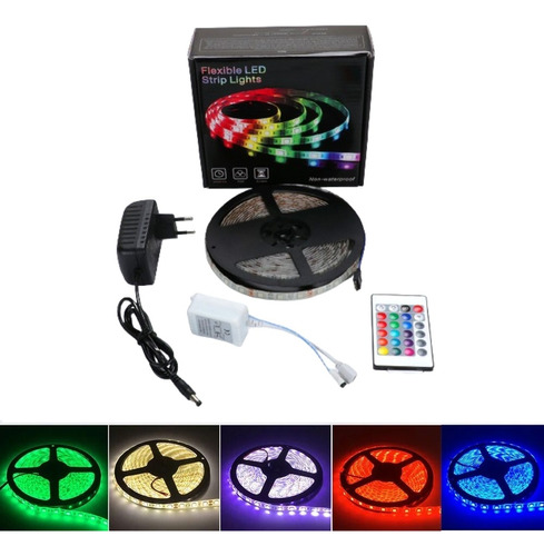 Tira Cinta Luces Led Rgb Bluetooth 5 Metros Total +conector