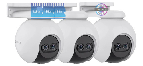 Kit X3 Camara Seguridad Wifi Domo 360 Ezviz +3 Memorias 128g