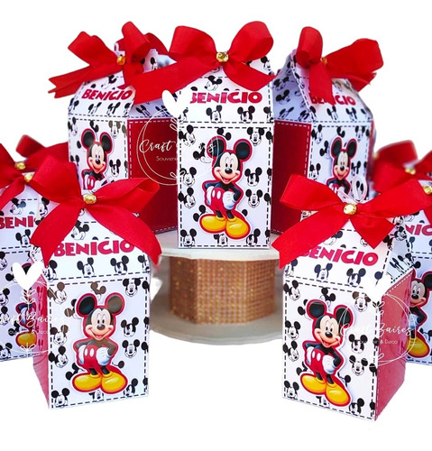 20 Cajitas Golosineras Milk Box Mickey Mouse Rojo Craftbair 