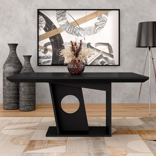 Mesa De Jantar 1,60 Retangular Maldivas Preto Fosco - M. A Desenho Do Tecido Das Cadeiras Liso