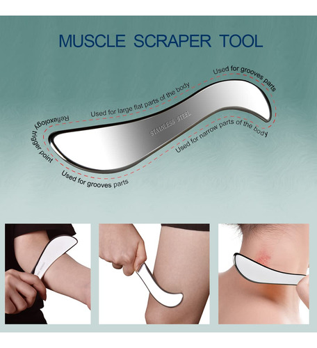 Herramienta Raspadora Muscular Gua Sha, De Acero Inoxidable,