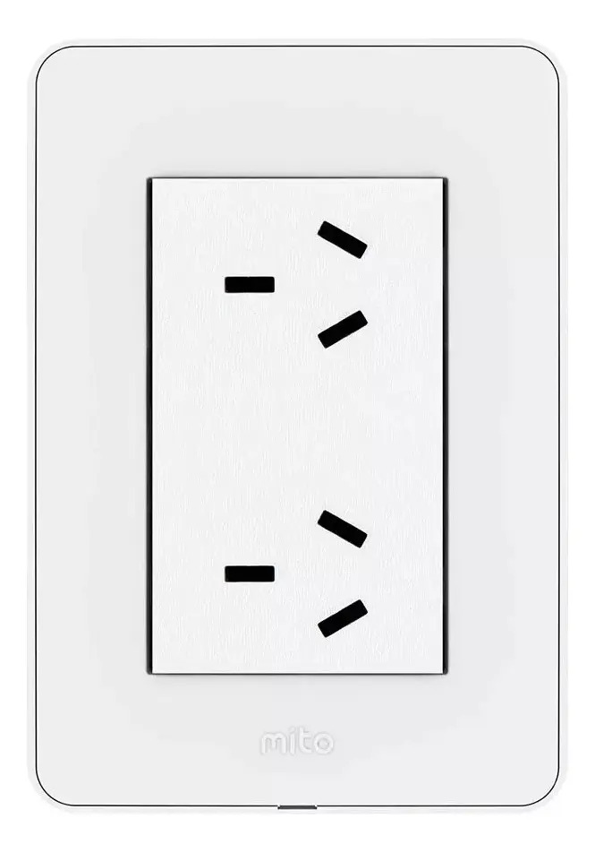 Pack x6 Llaves de Luz Jeluz Platinum Mito con Toma Doble en Blanco