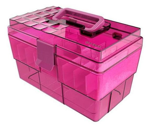 Imagem 1 de 2 de Maleta Organizadora Cor Rosa Transparente Multiuso Crippa