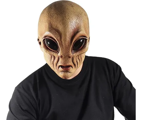 Máscara Alíen Látex Area51 Ovni Disfraz Halloween Marte Beig