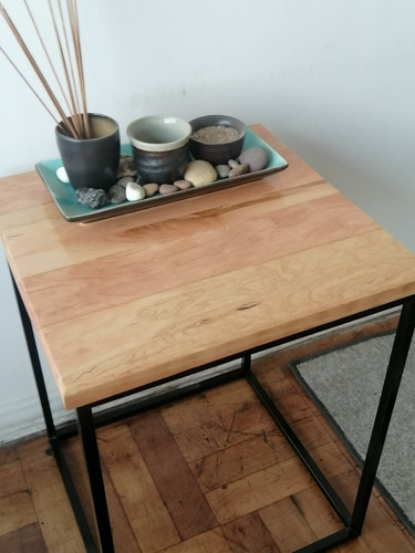 Mesa Lateral Cubo Madera De Lenga