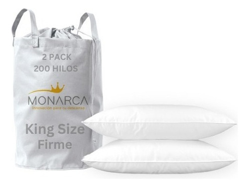 Almohada Hotelera Monarca 200 Hilos King Size Firme 2 Pack Color Blanco