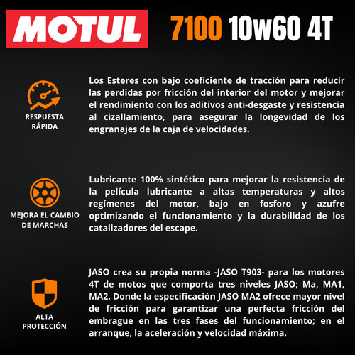 Aceite De Motor A Gasolina 4 Tiempos Motul 7100 10w60 4l