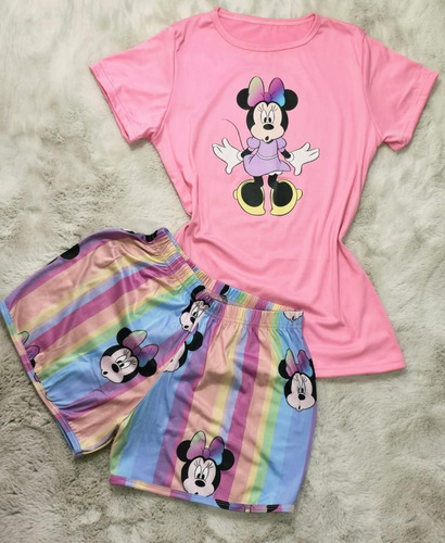 Pijama Minnie Mouse Short Y Blusa Comoda Y Suave Kawaii Cute