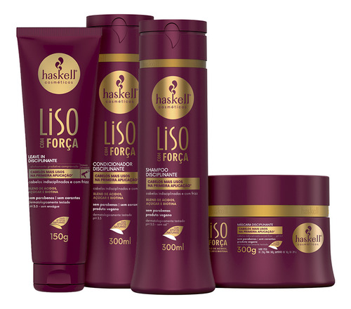 Kit Haskell Liso Com Força Sh Cond Másc 250g + Finalizador