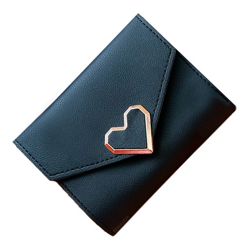 Cartera Billetera Tarjetero Piel Vinil Clasica Dije Corazon