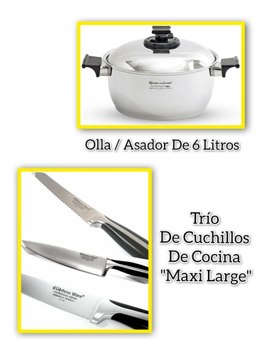 Olla Rena Ware De 6 Litros + Cuchillos De Cocina Renaware 