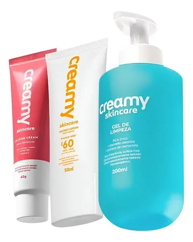 Kit Pele Oleosa Rotina Creamy Skincare 3 Produtos