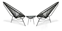Comprar Combo Acapulco Yute Negro, 2 Sillas Acapulco + Mesa C\u002Fvidrio