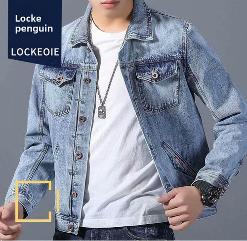 Chaqueta De Mezclilla Casual Para Hombre, Ropa De Abrigo De