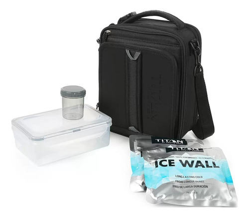 Lonchera Titan Termica Expandible Con Accesorios 5 Piezas Negro Térmica
