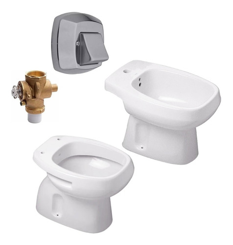 Combo Tecla Valvula Fv Roca Monaco Inodoro Corto Bidet