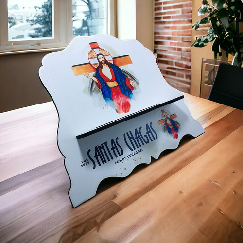 Suporte Porta Bíblia Santas Chagas De Jesus Madeira