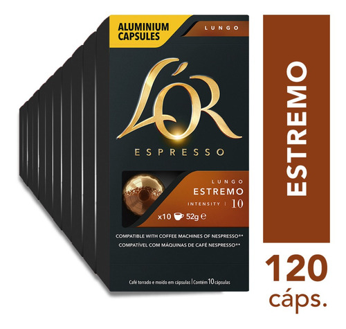 L'or Kit 120 Cápsulas De Café Lungo Estremo
