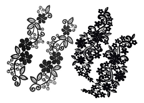 2 Pares Apliques De Encaje Bordados Guipur Adornos Proyectos
