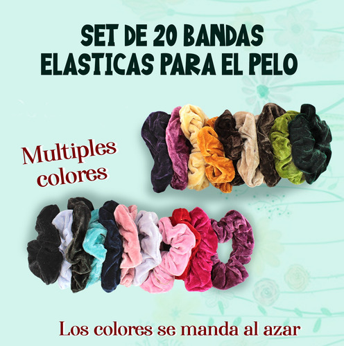Imagen 3 de 6 de Set 20 Piezas Banda Elastica Terciopelo Liga Cabello Th-001