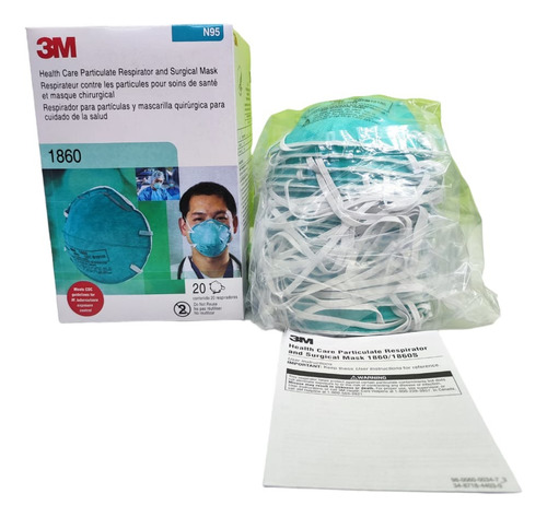 1860 3m Cubrebocas Mascarilla N95, Niosh Azul , 20 Pzas Color Azul Turquesa