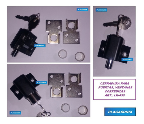 Imagen 3 de 9 de Cerradura Para Puerta Ventana Corrediza Lk-450 Negro Kit X 3