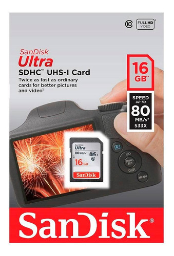 3x Cartão Sd Sdhc Ultra Sandisk 16gb 80mbs