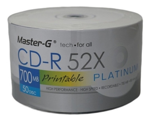Cd Master-g  52x Imprimible Pack 50 Unidades