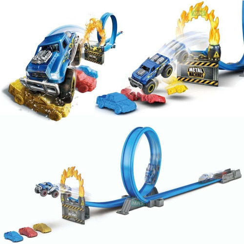 Pista Loop Con Lanzador Y Camioneta 4x4 Compatible Hw Color Unico