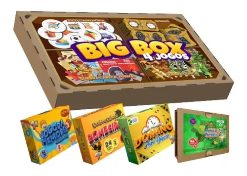 Jogo Infantil Big Box 4 Jogos Educativo Peças Grande Madeira