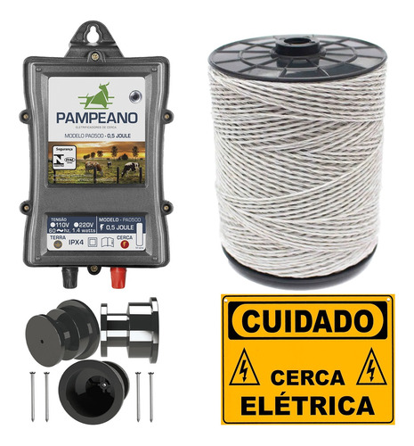 Aparelho Cerca Elétrica Gado + Isoladores + Fio + Placas