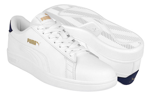 Tenis Joven Puma Smash 36521535 Simipiel Blanco 