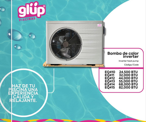 Bomba De Calor Glüp 68,000 Btu Inverter Para Piscina