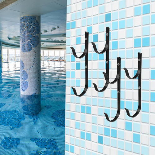 4 Ganchos Multifuncionales Para Postes De Piscina, Negro