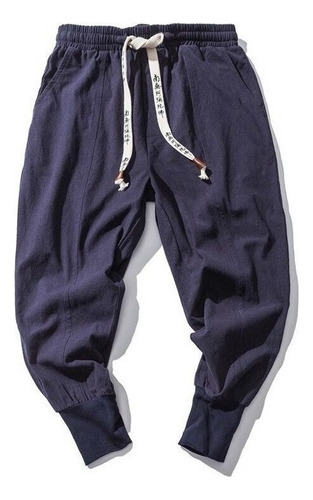 Pantalones Harén De Cintura Elástica Sólida For Hombre