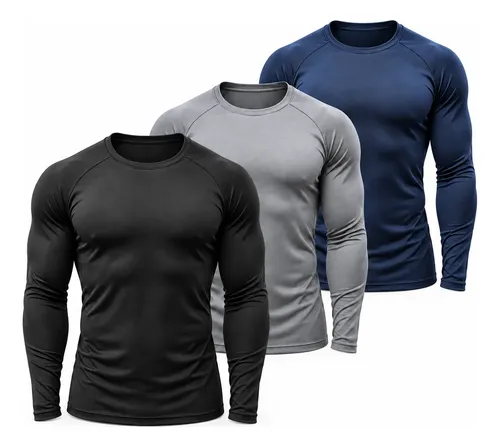Kit 3 Camisas Protecao Uv Manga Longa Termicas Segunda Pele