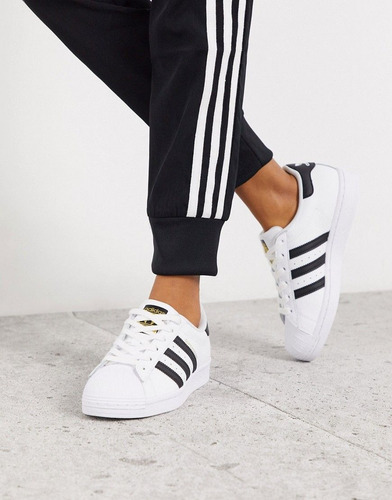 Tenis Superstar Concha Clasicos Blanco Unisex 25mx, Caja adidas Azul (Usado)