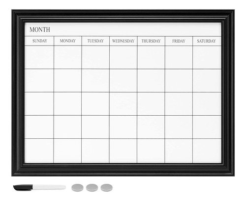 Calendario De Pizarra De Borrado Seco Mensual Enmarcado...