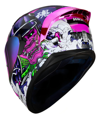 Hax Helmets. Casco Integral Dot Ece. Modelo Obsidian Samurai Color Fucsia Tamaño del casco XL-Extra Grande