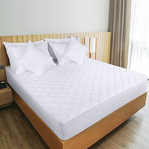 Imagen 1 de 10 de Funda Cubre Colchón 2½ Plazas Blanco Paris Lavable Ajustable