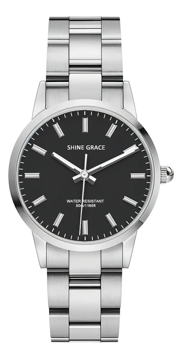 Relógio feminino Shine Grace Relógio feminino prateado