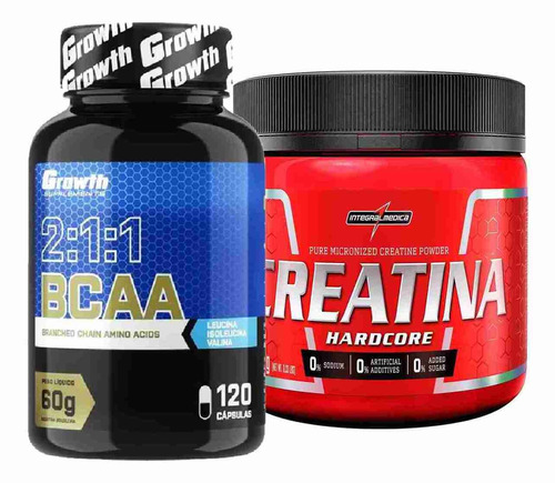 Kit Bcaa 120 Caps Growth + Creatina Pura 150g Integralmedica