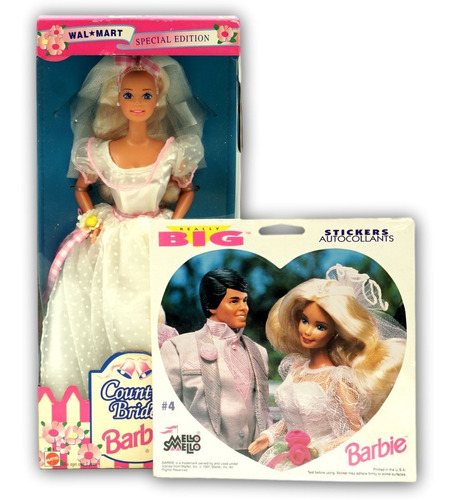 Country Bride Barbie Wal Mart Special Edition 1994 & Sticker