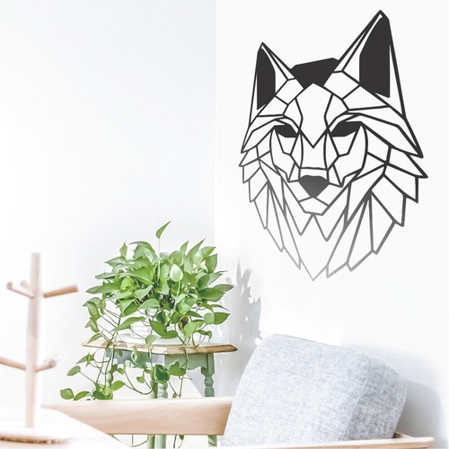 Imagem 2 de 5 de Quadro Decorativo Lobo Leão Raposa Animais Geometricos 60cm
