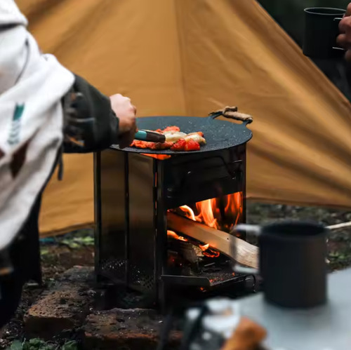 Fogão Forno A Lenha Portátil Dobrável Camping Pesca Acampar