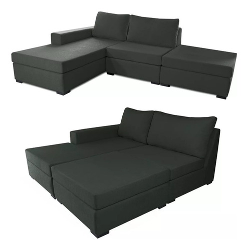 Sillon Esquinero Cama 270x180x90 Lino Rojo Stock