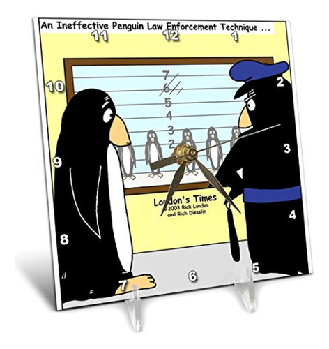 Reloj De Escritorio 3drose Dc_2952_1 Penguin Police Line-up