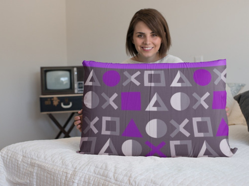 Lençol De Casal Vídeo Game Roxo Decoração Top Quarto Gamer