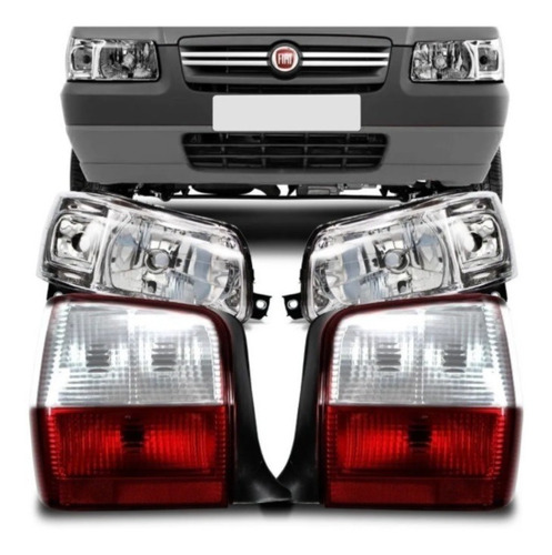 Kit X4 Opticas Fiat Uno Fire + Faros Traseros 2004 / 2014