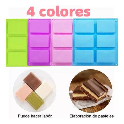 6 Moldes Rectangulares De Silicona Con 6 Cavidades Para Jabo